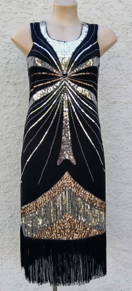 Black and gold clearance great gatsby dress